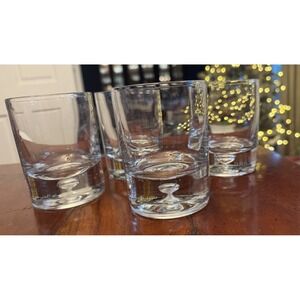 Set Of 4 Krosno Poland Controlled Bubble Double Old Fashioned Glasses